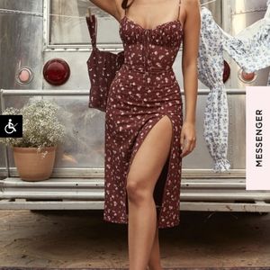 Carina Wine Floral Bustier Midi Dress
